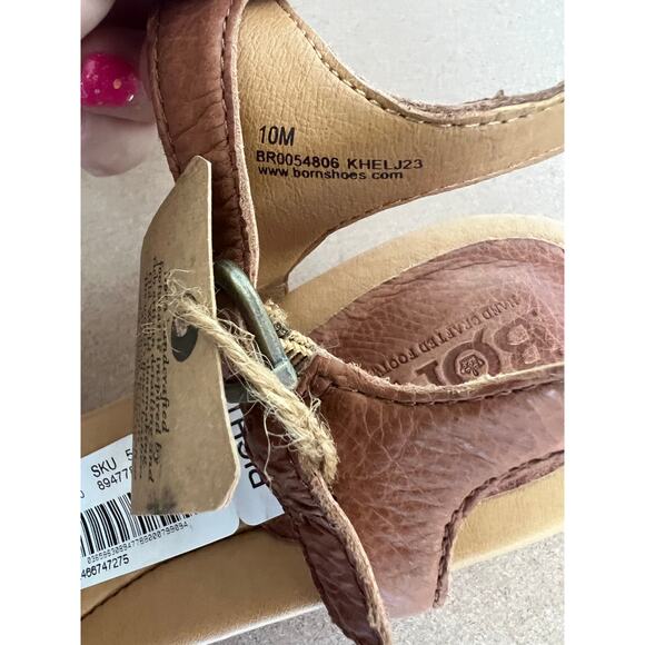 NWT BORN Shonie Brown Soft Leather Block Heel Buckle Ankle Comfort Sandals Sz 10 - Picture 10 of 14